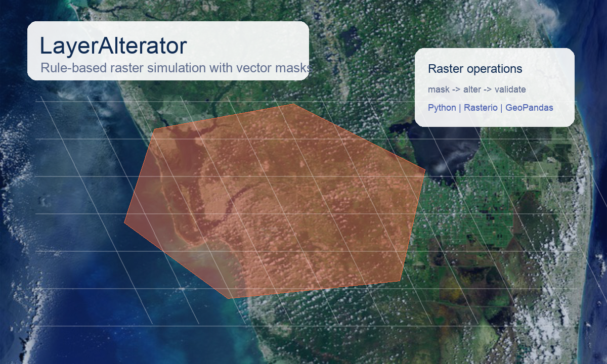 Raster simulation visual with vector mask overlay for LayerAlterator